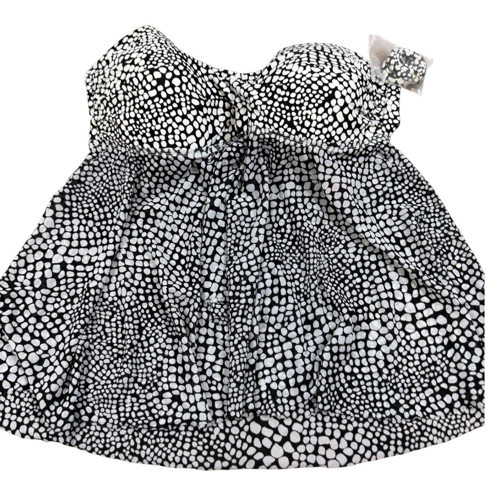 Merona Black White Pebble Print Tankini Swim Top XL 312507 NWT